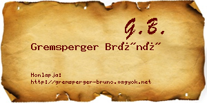 Gremsperger Brúnó névjegykártya